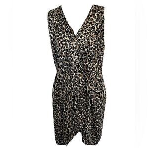 Gibson Dress Tunic Size XL Leopard Cheetah Wrap Stretch Knit Shirred Date Party